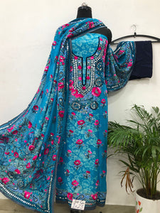 Georgette Handwork Embroidery Suit ( Unstitched Dress Material)