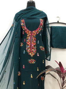 Georgette Handwork French Knot Embroidery Suit ( Unstitched Dress Material)